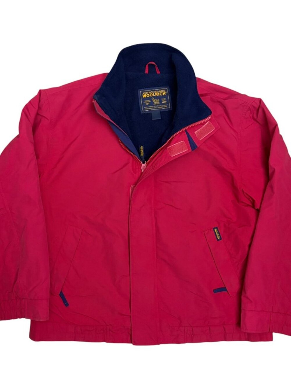 Woolrich Vintage 90s Jacket Winter Casual Fleece Red Coat Mens Large - Picture 2 of 7